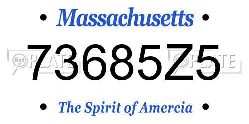 73685Z5 Massachusetts License Plate