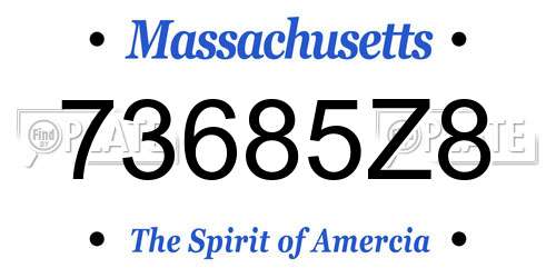 73685Z8 Massachusetts License Plate