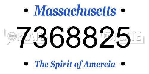 7368825 Massachusetts License Plate