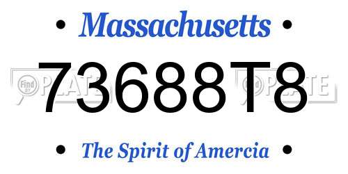 73688T8 Massachusetts License Plate