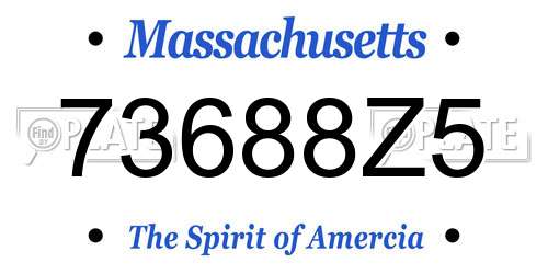 73688Z5 Massachusetts License Plate