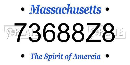 73688Z8 Massachusetts License Plate