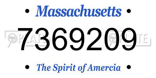 7369209 Massachusetts License Plate