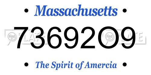73692O9 Massachusetts License Plate