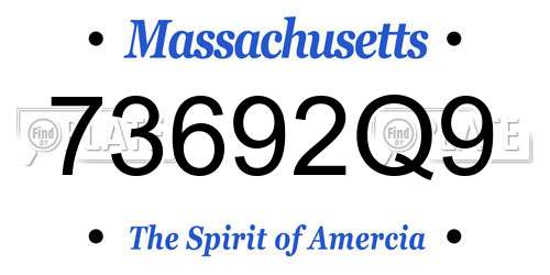 73692Q9 Massachusetts License Plate