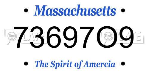 73697O9 Massachusetts License Plate