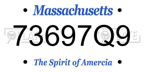 73697Q9 Massachusetts License Plate