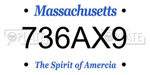 736AX9 Massachusetts License Plate