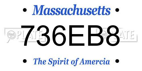 736EB8 Massachusetts License Plate