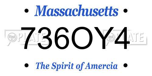 736OY4 Massachusetts License Plate