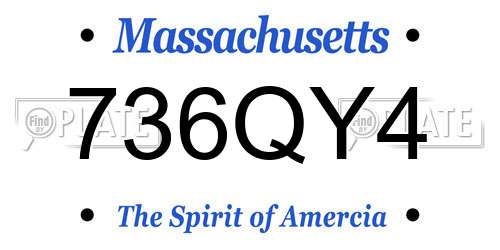 736QY4 Massachusetts License Plate