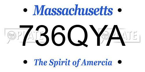 736QYA Massachusetts License Plate