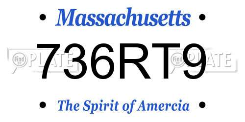 736RT9 Massachusetts License Plate