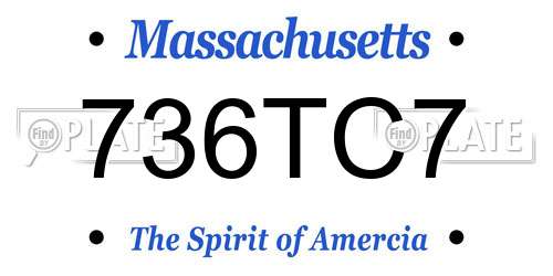 736TC7 Massachusetts License Plate