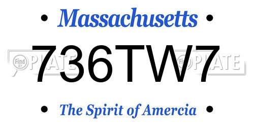 736TW7 Massachusetts License Plate