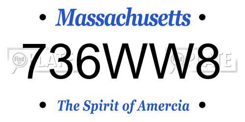 736WW8 Massachusetts License Plate