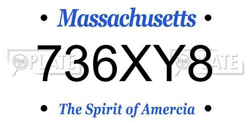 736XY8 Massachusetts License Plate