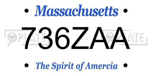 736ZAA Massachusetts License Plate