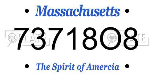 73718O8 Massachusetts License Plate