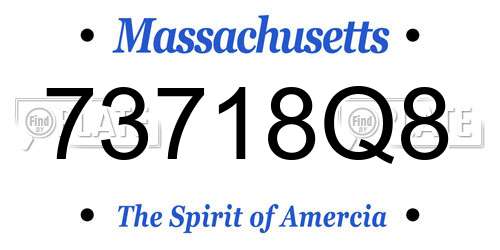 73718Q8 Massachusetts License Plate
