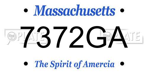 7372GA Massachusetts License Plate