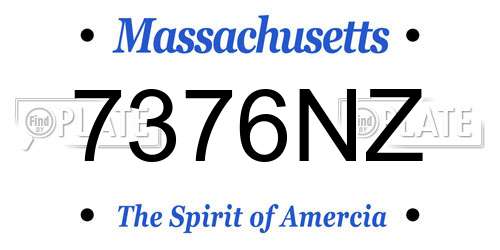 7376NZ Massachusetts License Plate