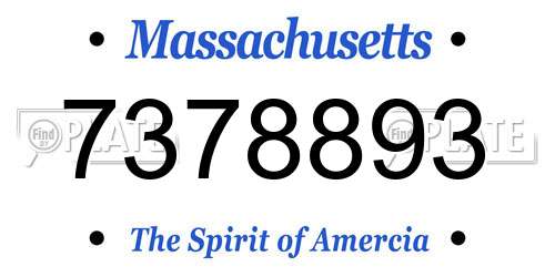 7378893 Massachusetts License Plate
