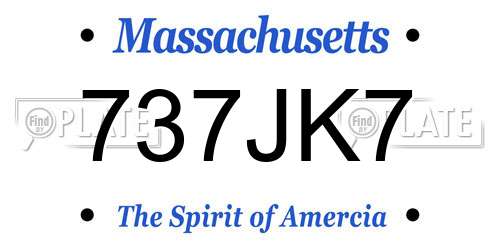 737JK7 Massachusetts License Plate