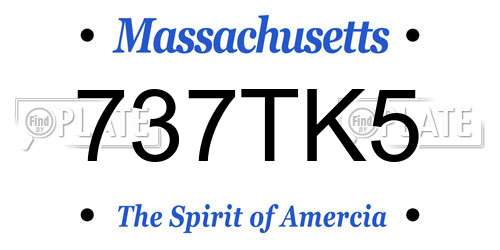 737TK5 Massachusetts License Plate