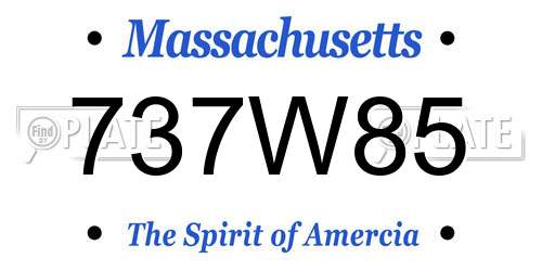 737W85 Massachusetts License Plate