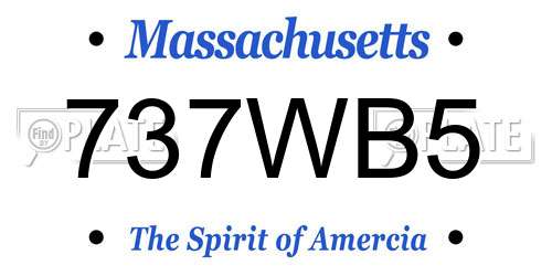 737WB5 Massachusetts License Plate