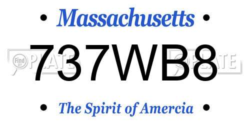 737WB8 Massachusetts License Plate