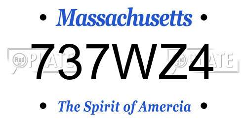 737WZ4 Massachusetts License Plate