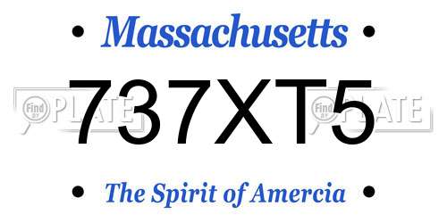 737XT5 Massachusetts License Plate