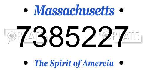 7385227 Massachusetts License Plate
