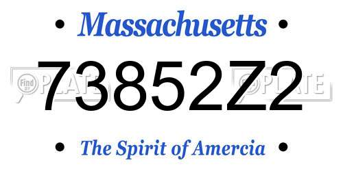 73852Z2 Massachusetts License Plate