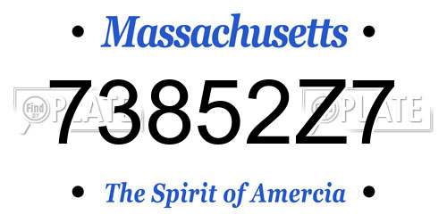 73852Z7 Massachusetts License Plate