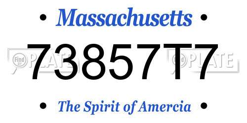 73857T7 Massachusetts License Plate