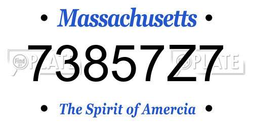 73857Z7 Massachusetts License Plate