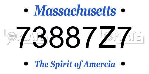 73887Z7 Massachusetts License Plate