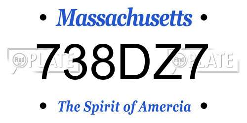 738DZ7 Massachusetts License Plate