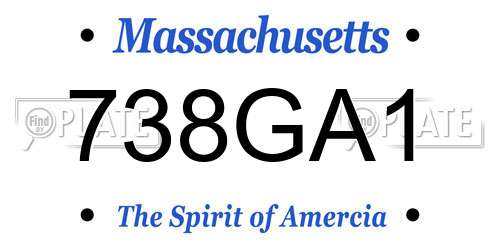 738GA1 Massachusetts License Plate