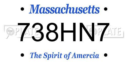 738HN7 Massachusetts License Plate