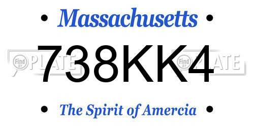 738KK4 Massachusetts License Plate