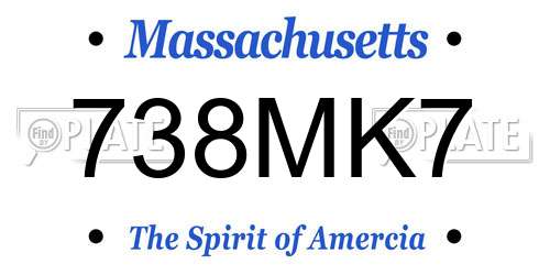 738MK7 Massachusetts License Plate