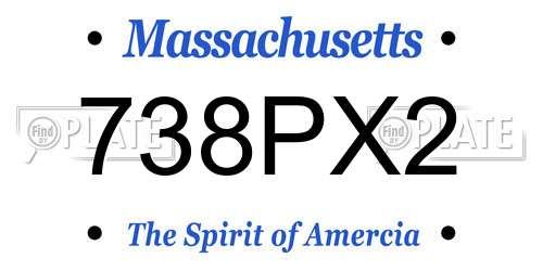738PX2 Massachusetts License Plate