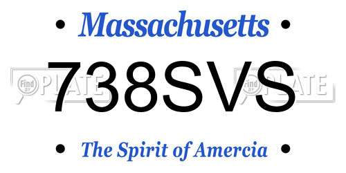 738SVS Massachusetts License Plate
