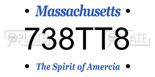 738TT8 Massachusetts License Plate