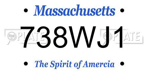 738WJ1 Massachusetts License Plate