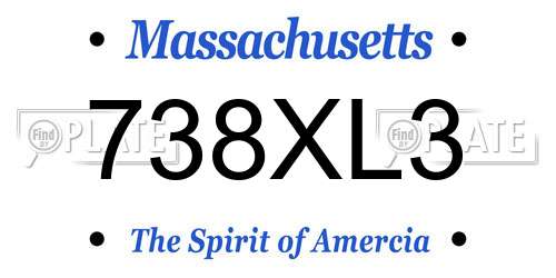738XL3 Massachusetts License Plate